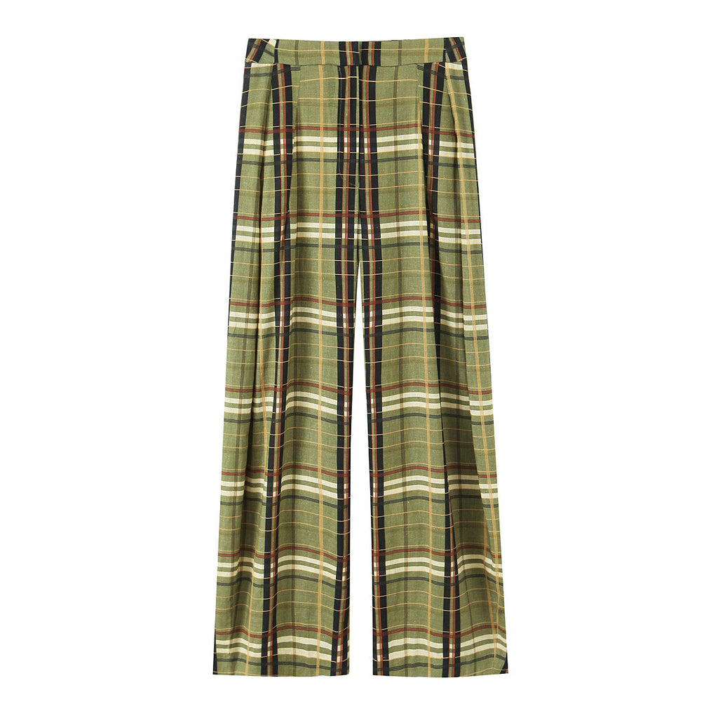 Women's Checked Casual Linen Pants