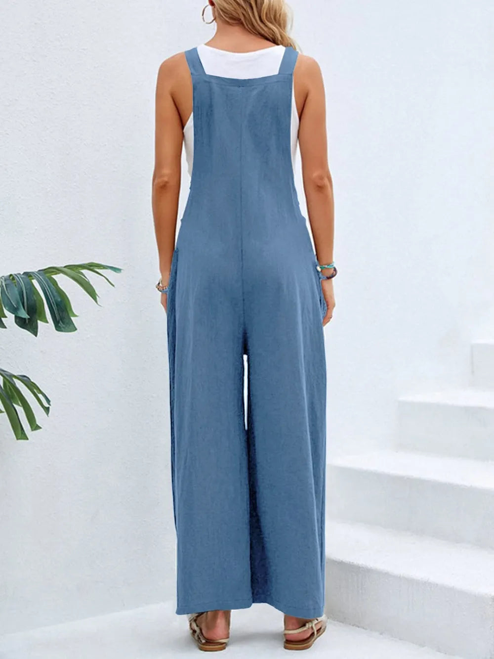 Women's Square-Neck Wide-Strap Overalls