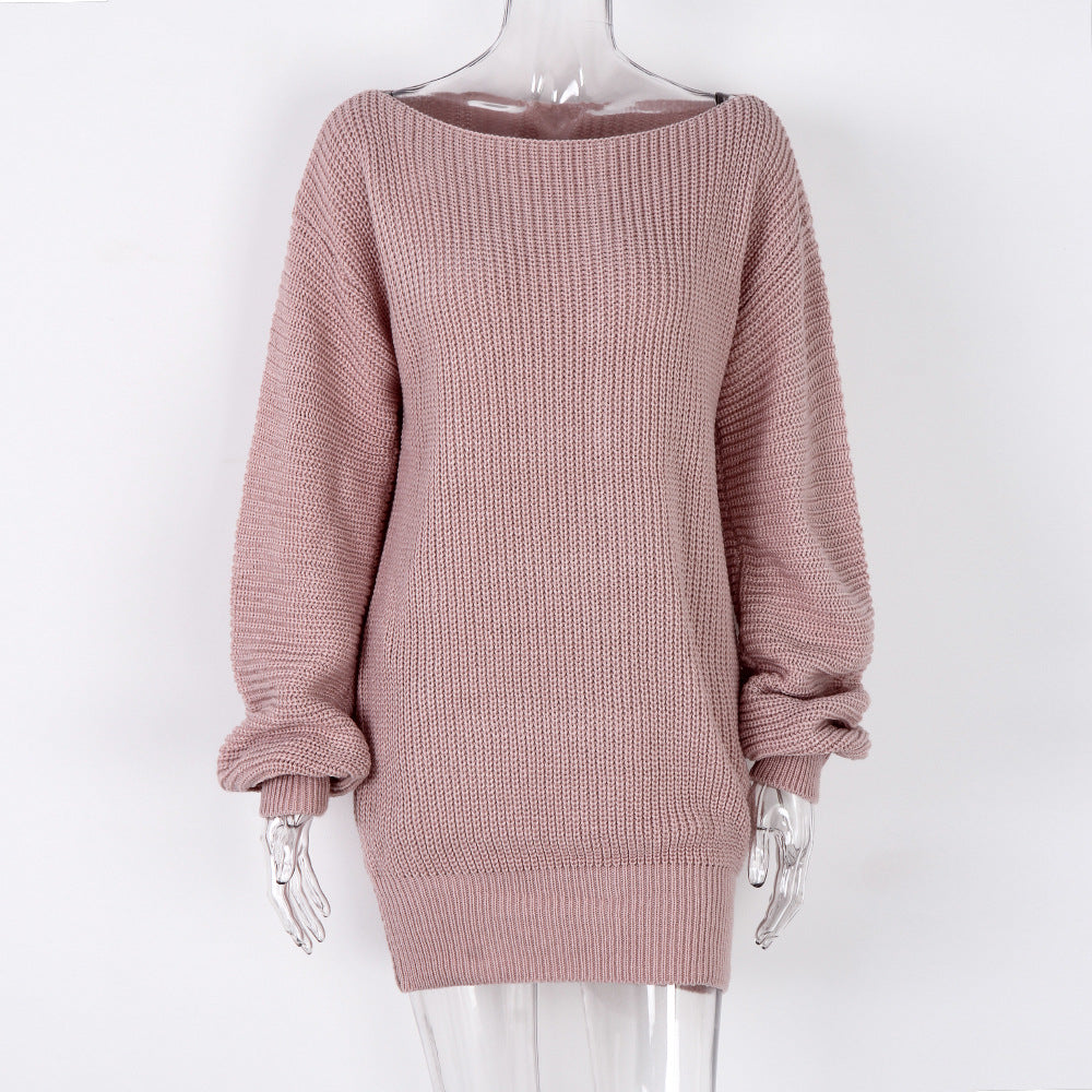 Becimi Women's One-Shoulder Long Sleeve Knit Sweater