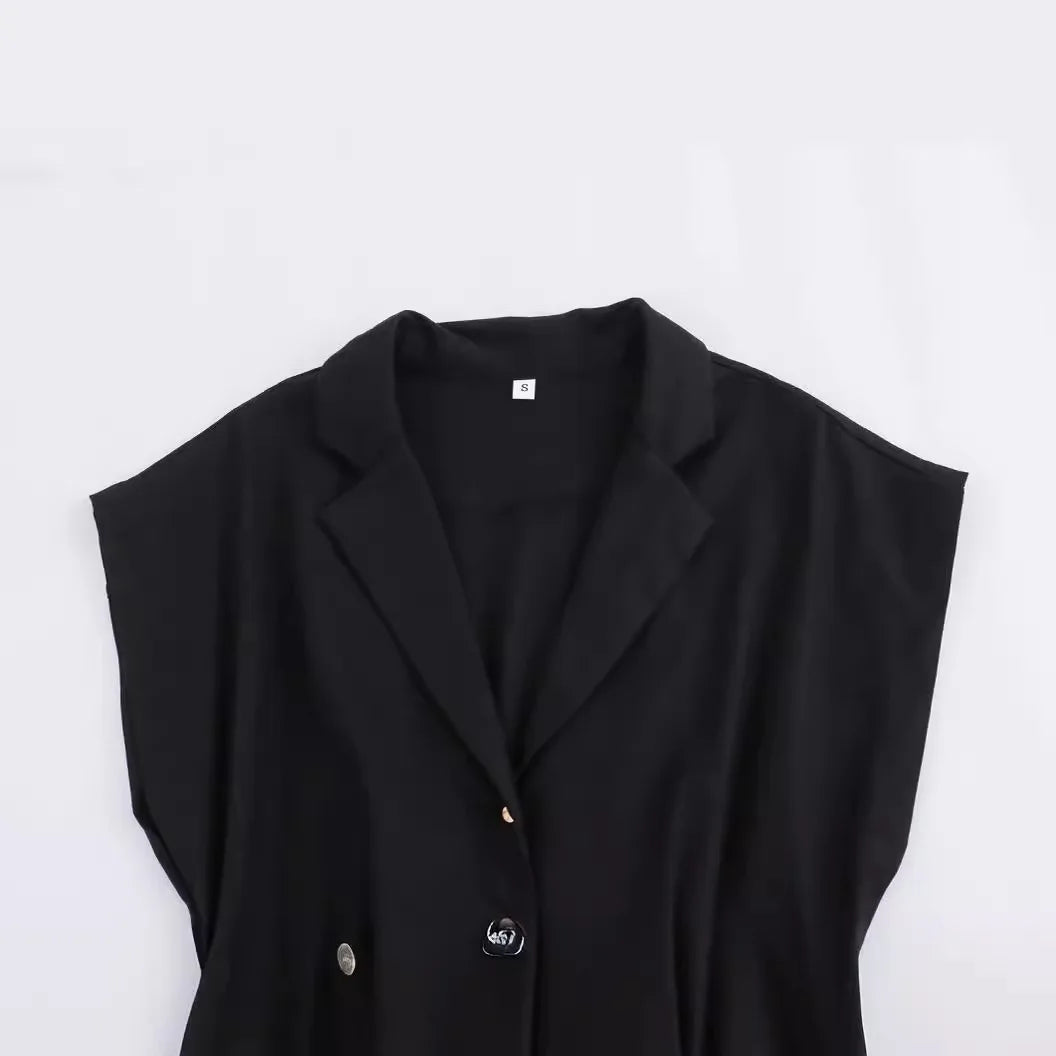 Women's Linen Blend Midi Shirt Dress