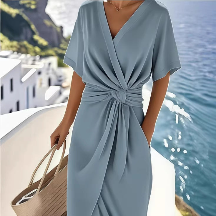 Becimi Women's Slit V-Neck Wrap Dress