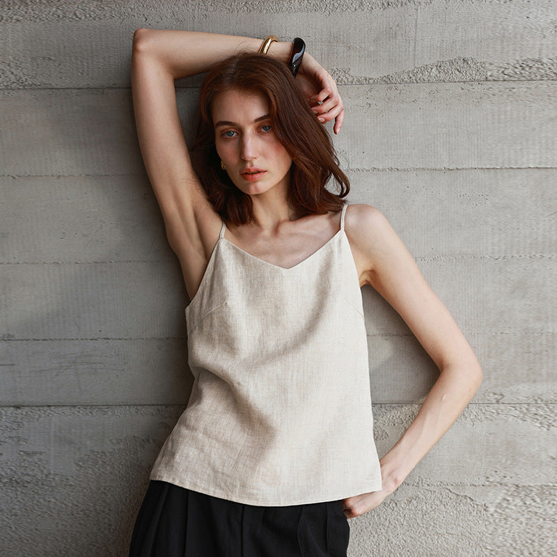 Women's Linen V-Neck Camisole Top