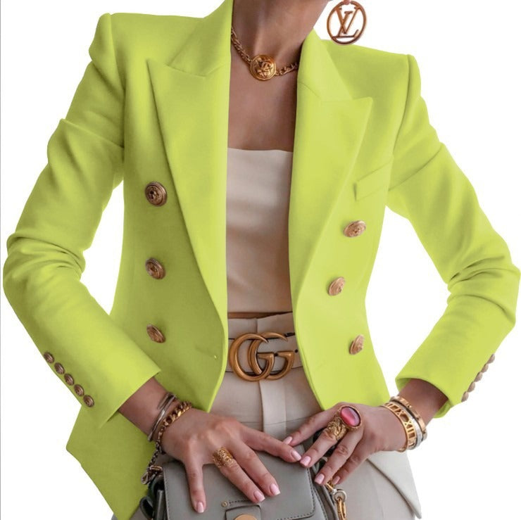 Women's autumn and winter new solid color fashionable casual suit short jacket for women