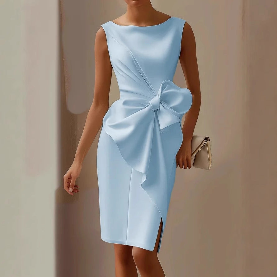 Women's One-Shoulder Bow A-Line Dress