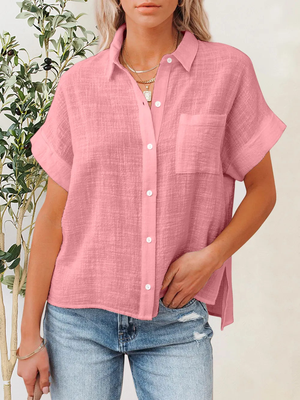 Women's Button-Up Short-Sleeve Shirt