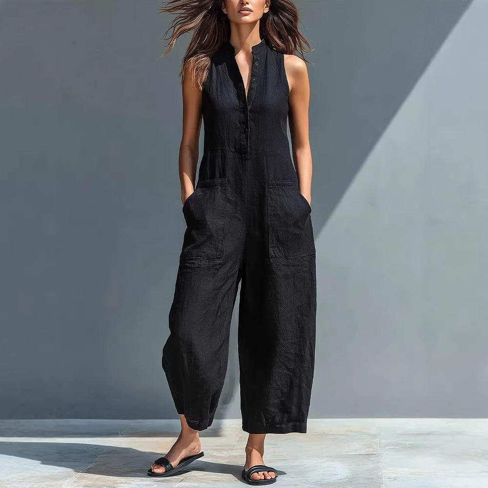 Becimi Women's Sleeveless Pocket Jumpsuit