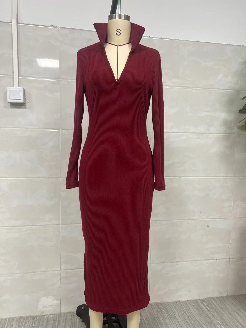 Becimi Women's Belted Long Sleeve Midi Dress