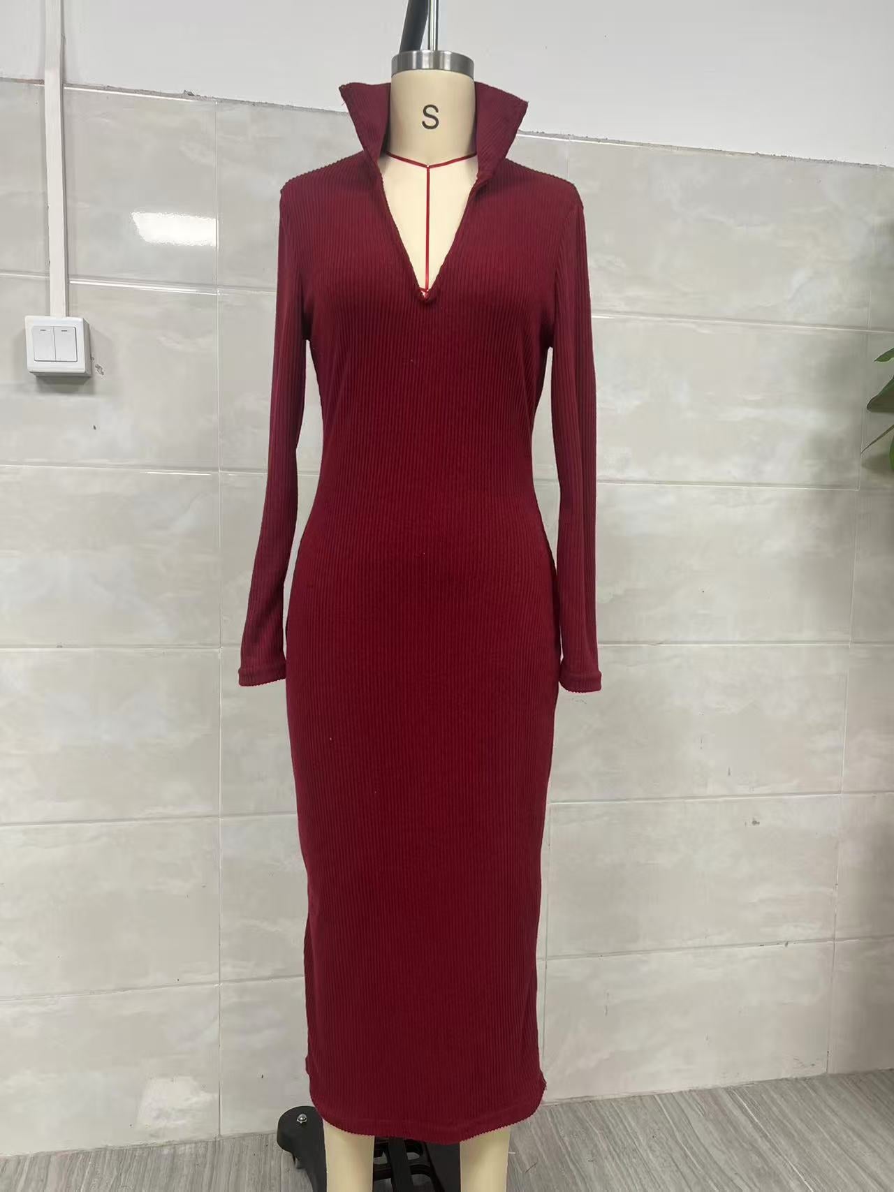 Becimi Women's Belted Long Sleeve Midi Dress