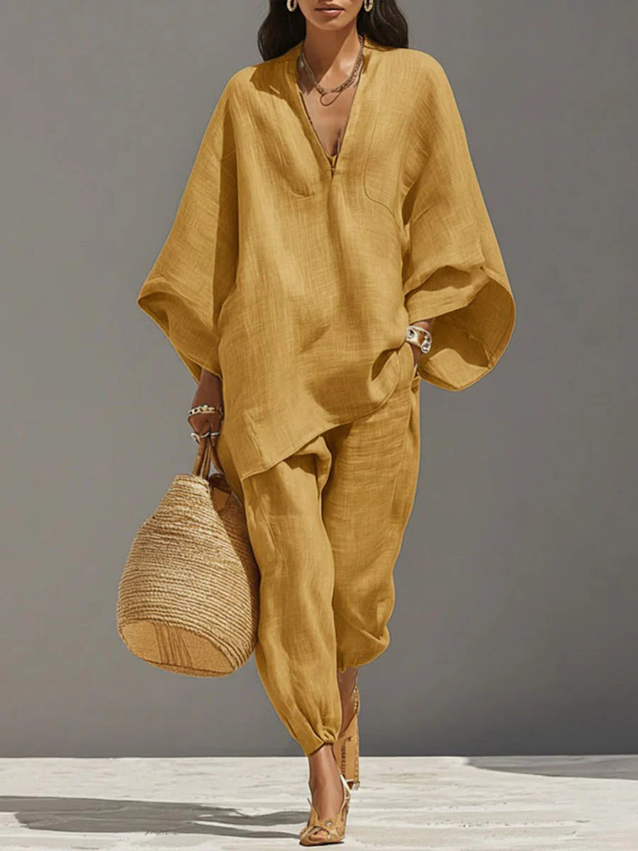 Women's Collared Shirt Two-Piece Set