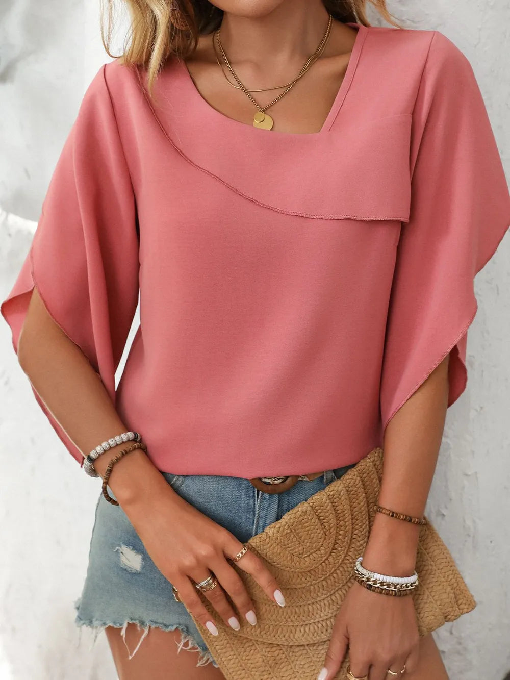 Women's Chiffon Floral Puff-Sleeve Top
