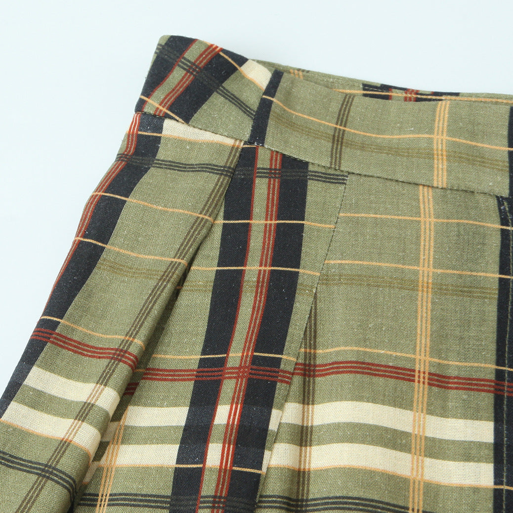 Women's Checked Casual Linen Pants