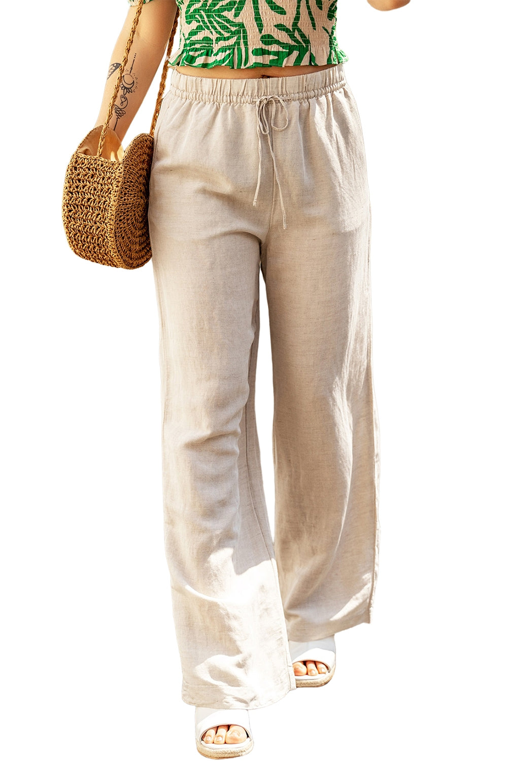 Women's Drawstring Waist Loose Linen Pants