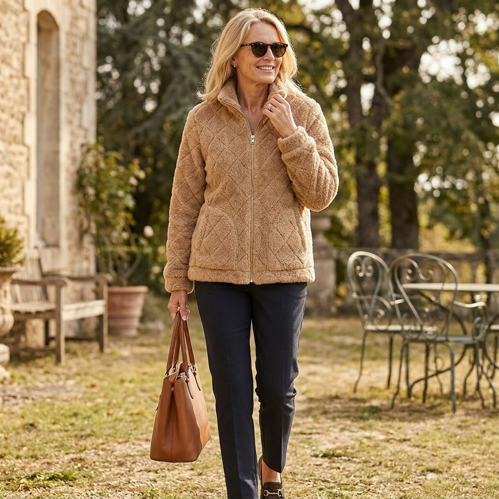 Pocketed zip-up jacket, lifestyle editorial