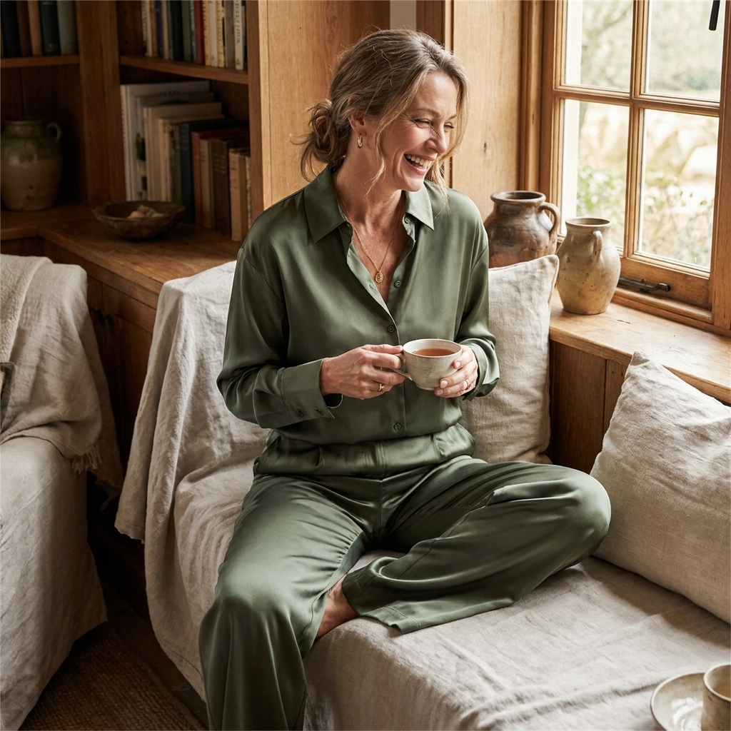 Loose shirt and wide-leg pants set