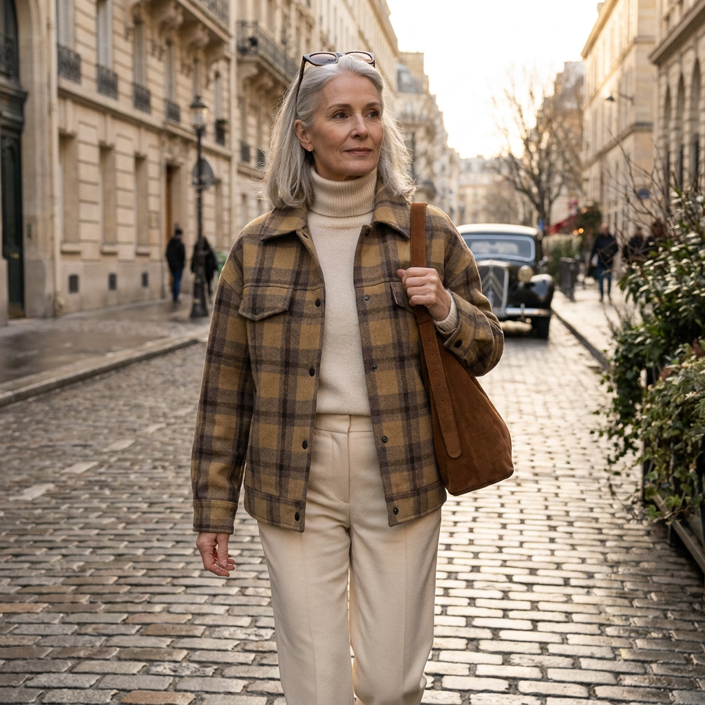Checkered wool coat
