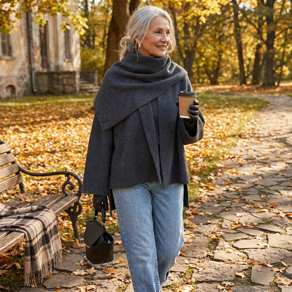 Asymmetric shawl-scarf cardigan