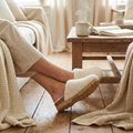 Cork-footbed lamb-fleece slippers