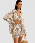 Women's floral print three-piece set, front view