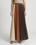 Women's color-block pleated maxi skirt, front view