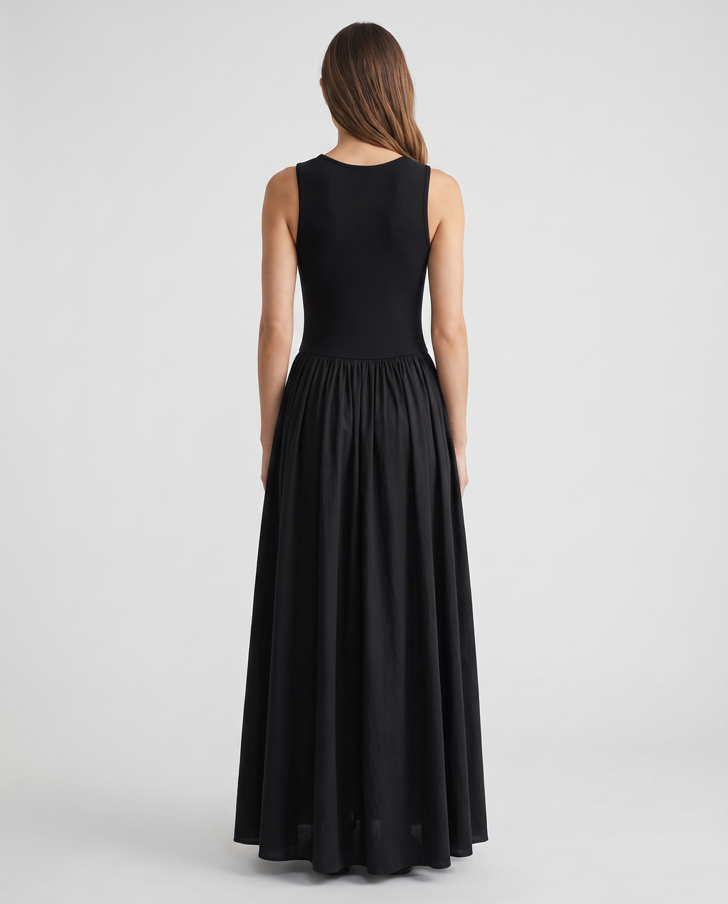 Sleeveless jersey maxi dress, back view