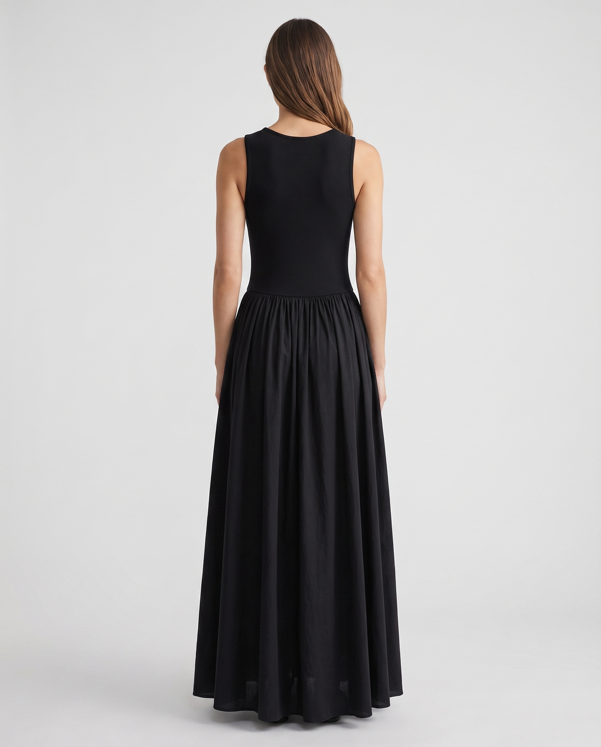Sleeveless jersey maxi dress, back view