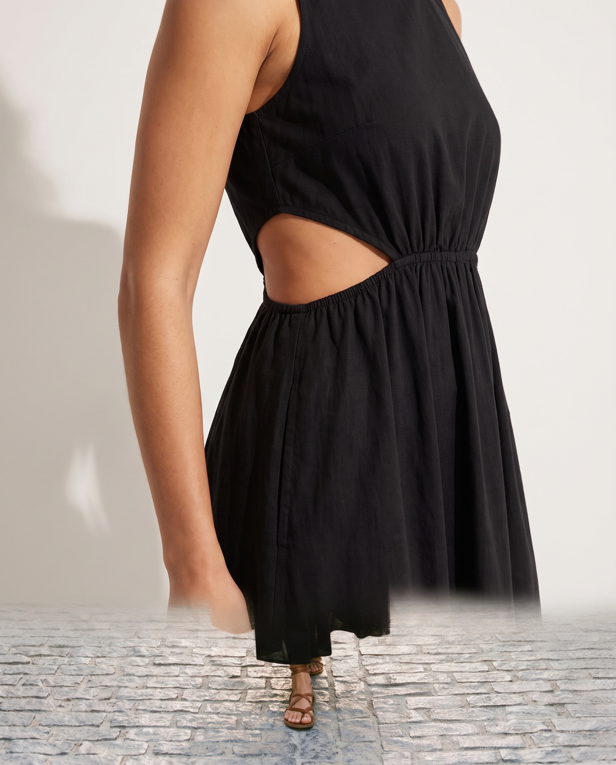 Cotton cutout maxi dress, cutout detail