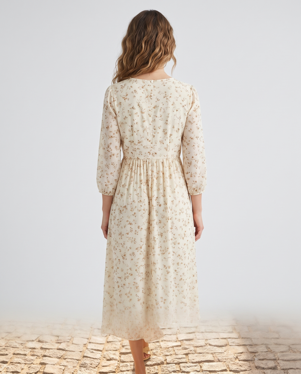 Floral print cami midi dress, back view