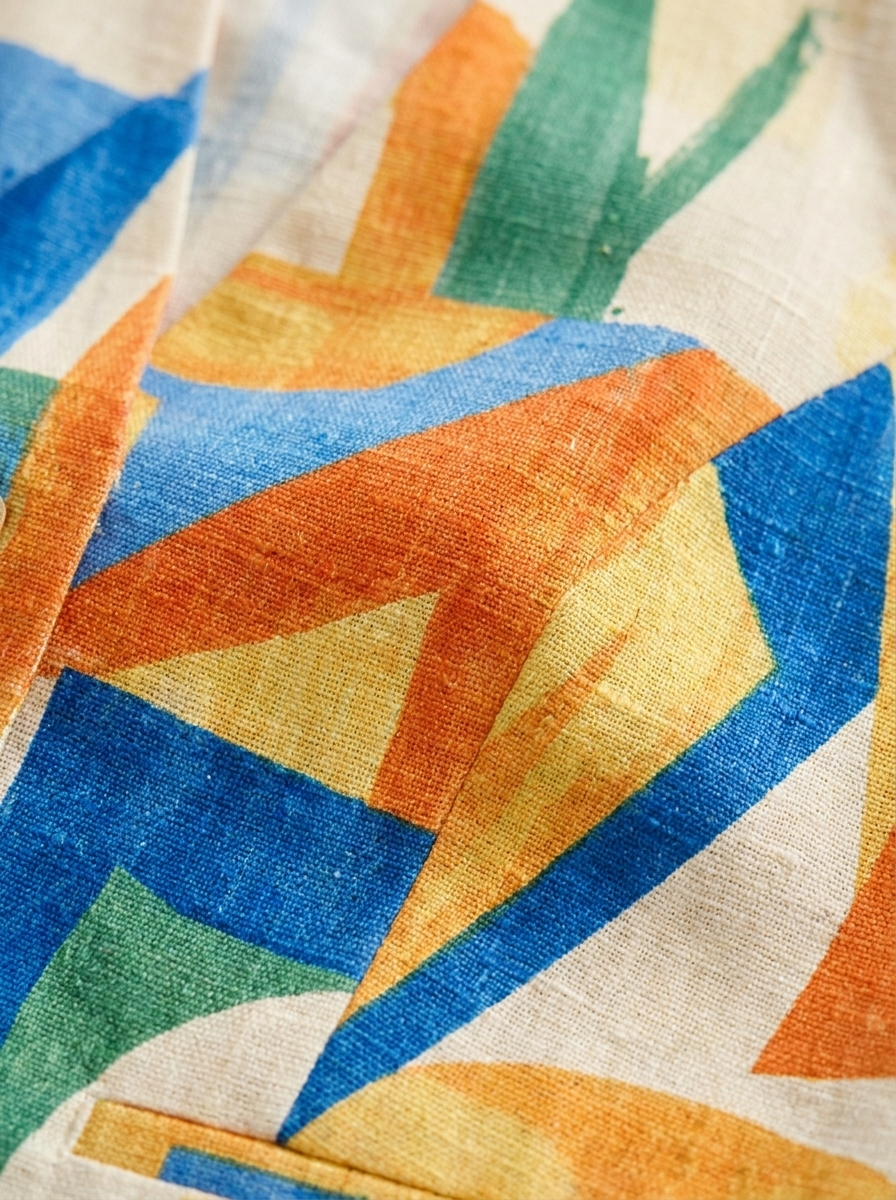 Close-up of the abstract art print fabric pattern