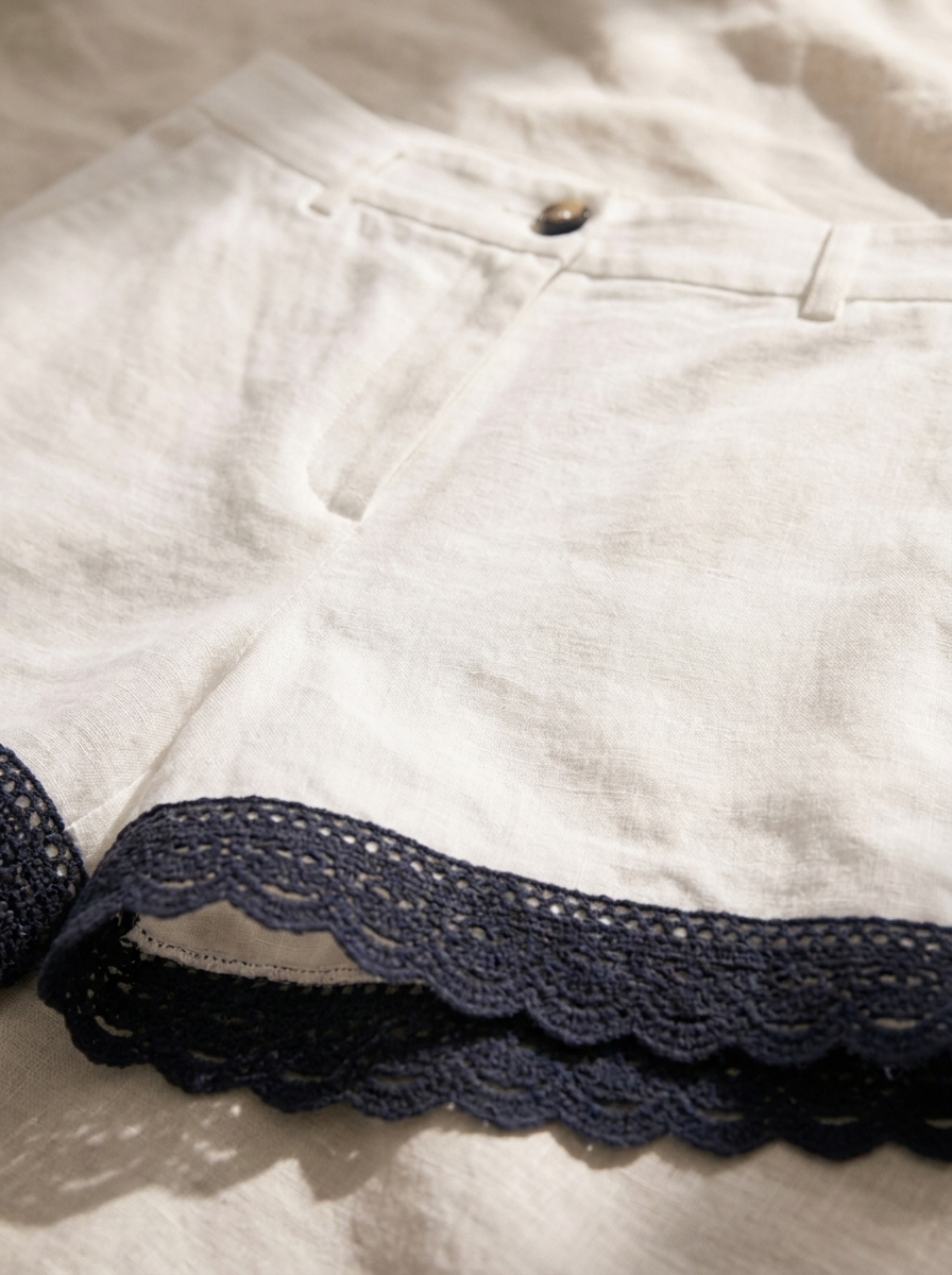 Close-up of the contrast lace trim and waistband