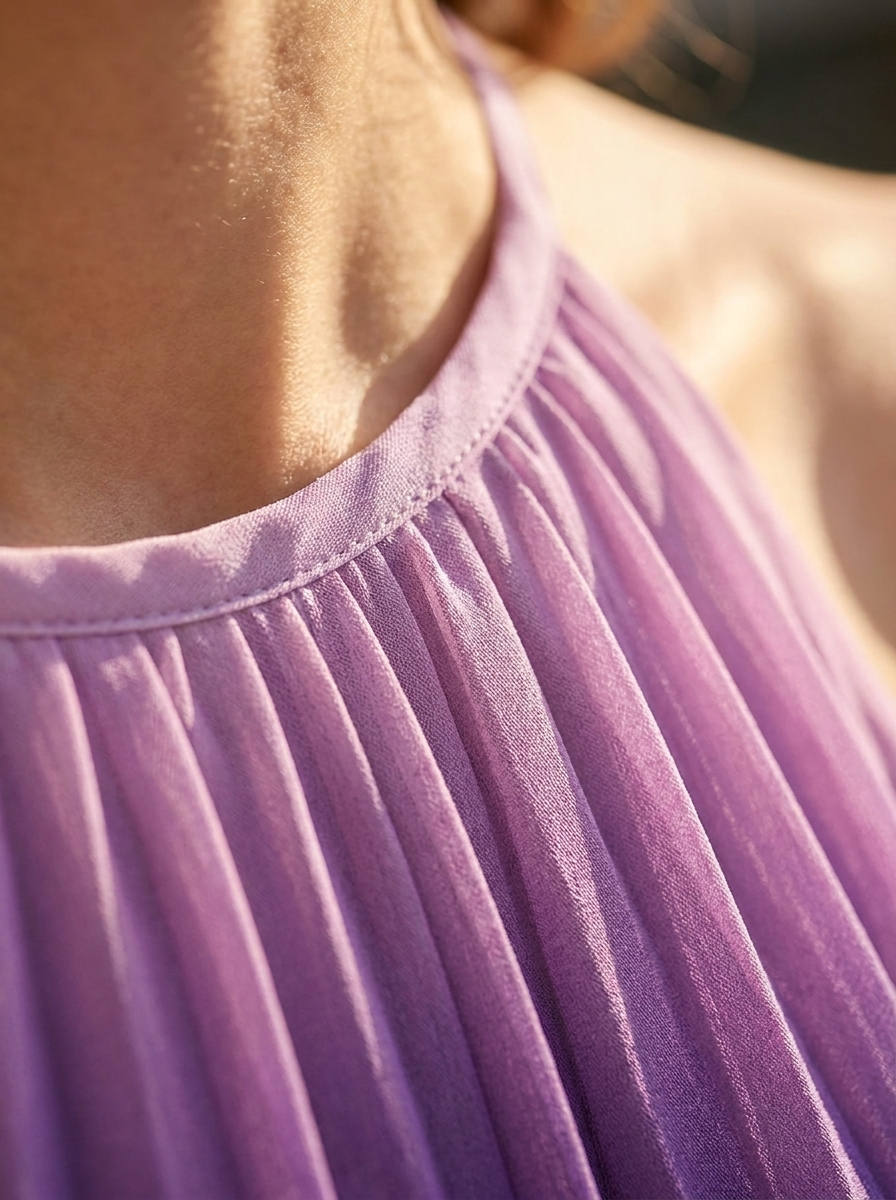 Close-up of the gradient-dyed pleated fabric texture
