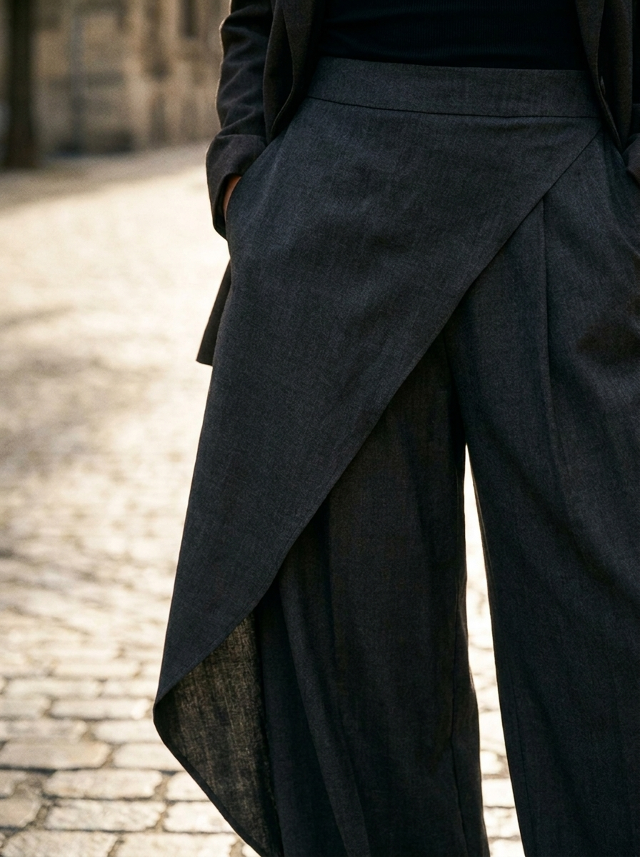 Close-up of the asymmetric overlay and fabric