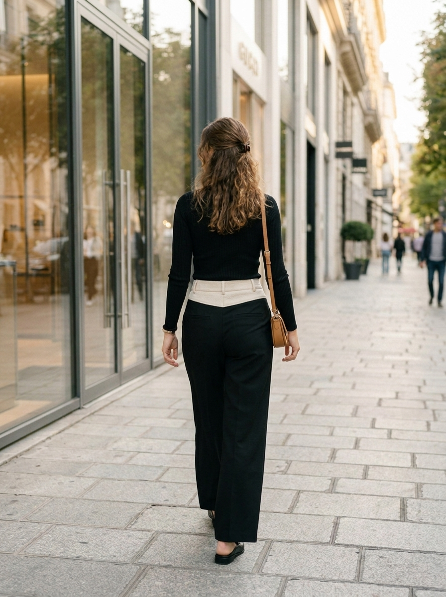 Wide-leg trousers, back view