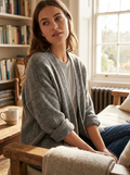 Women's wool blend oversized batwing cardigan front view