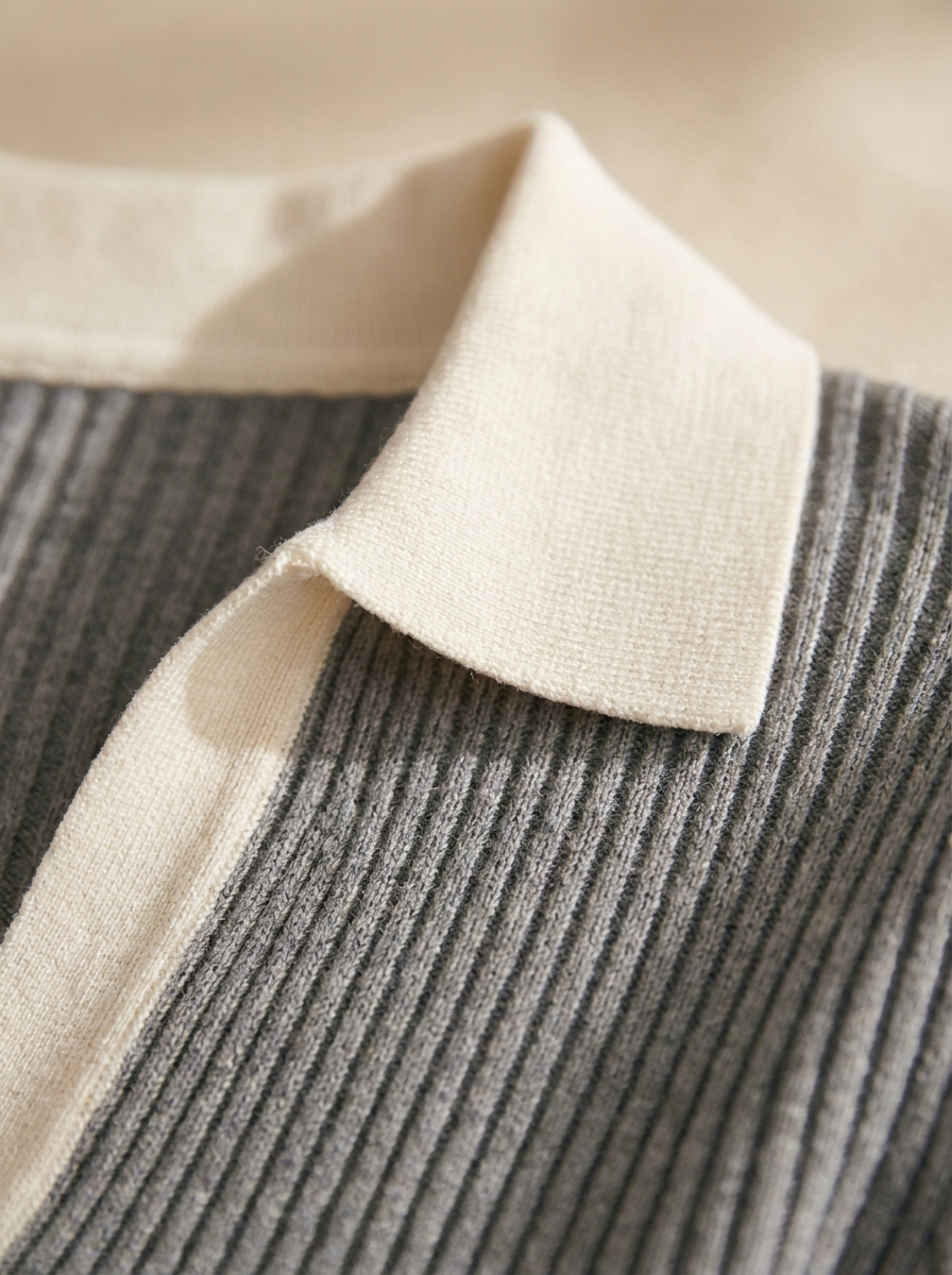 Contrast collar and knit texture detail