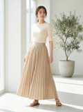 Women's cotton pleated maxi skirt front view