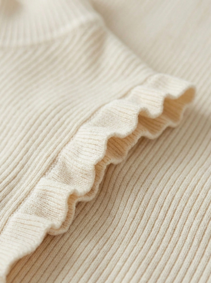 Ribbed knit texture and ruffle detail