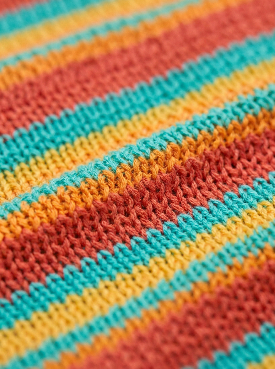 Multicolor striped knit fabric detail