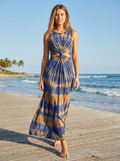 Women's twist cutout tie-dye maxi dress front view