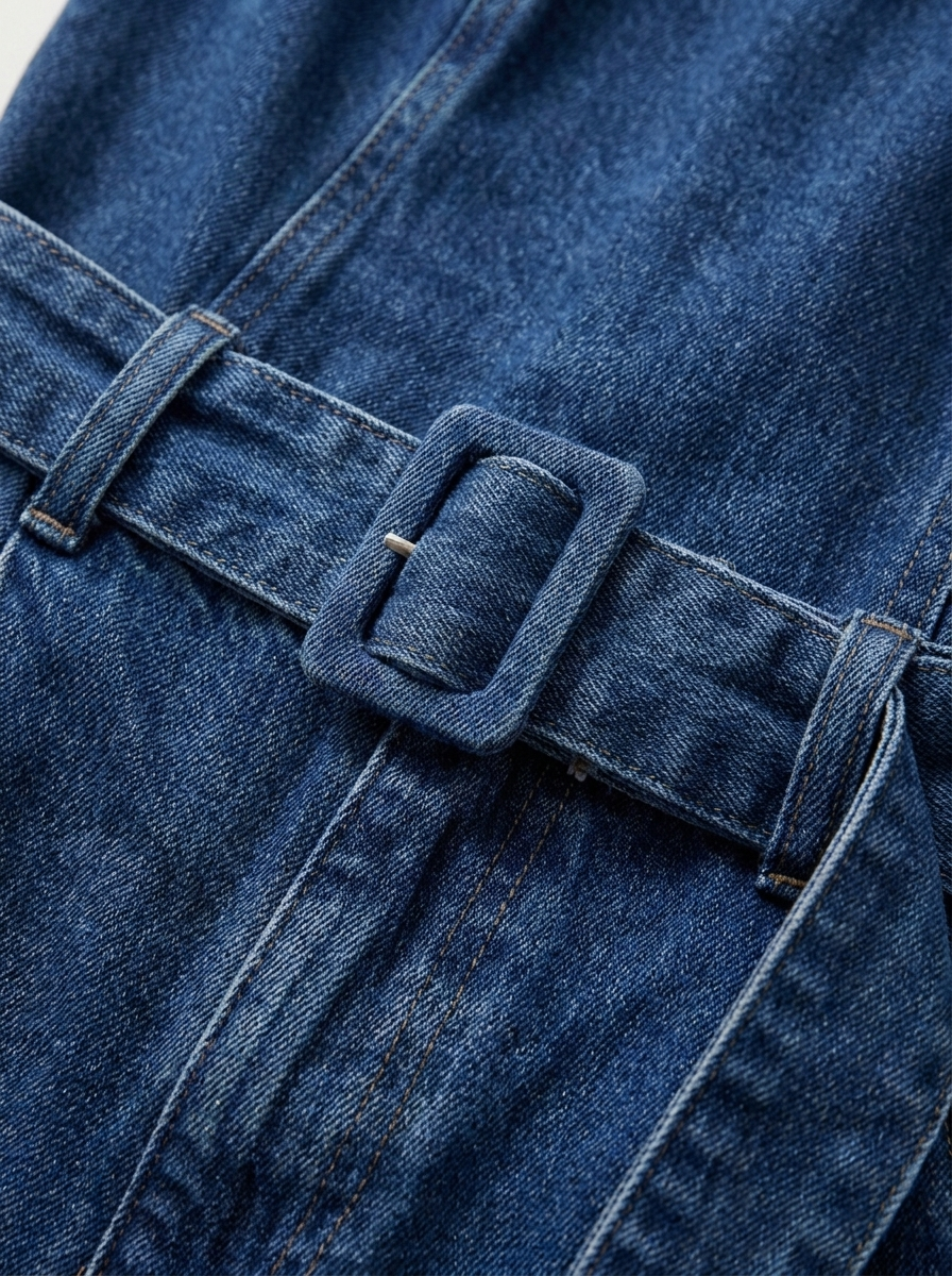 Denim texture and shorts belt detail