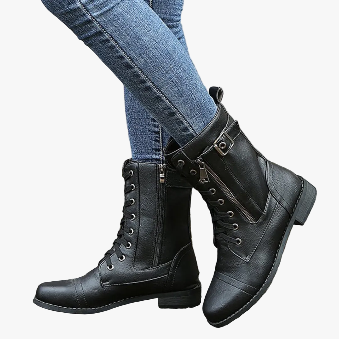 GRETA — Women's Lace-Up Ankle Boots with Side Zip