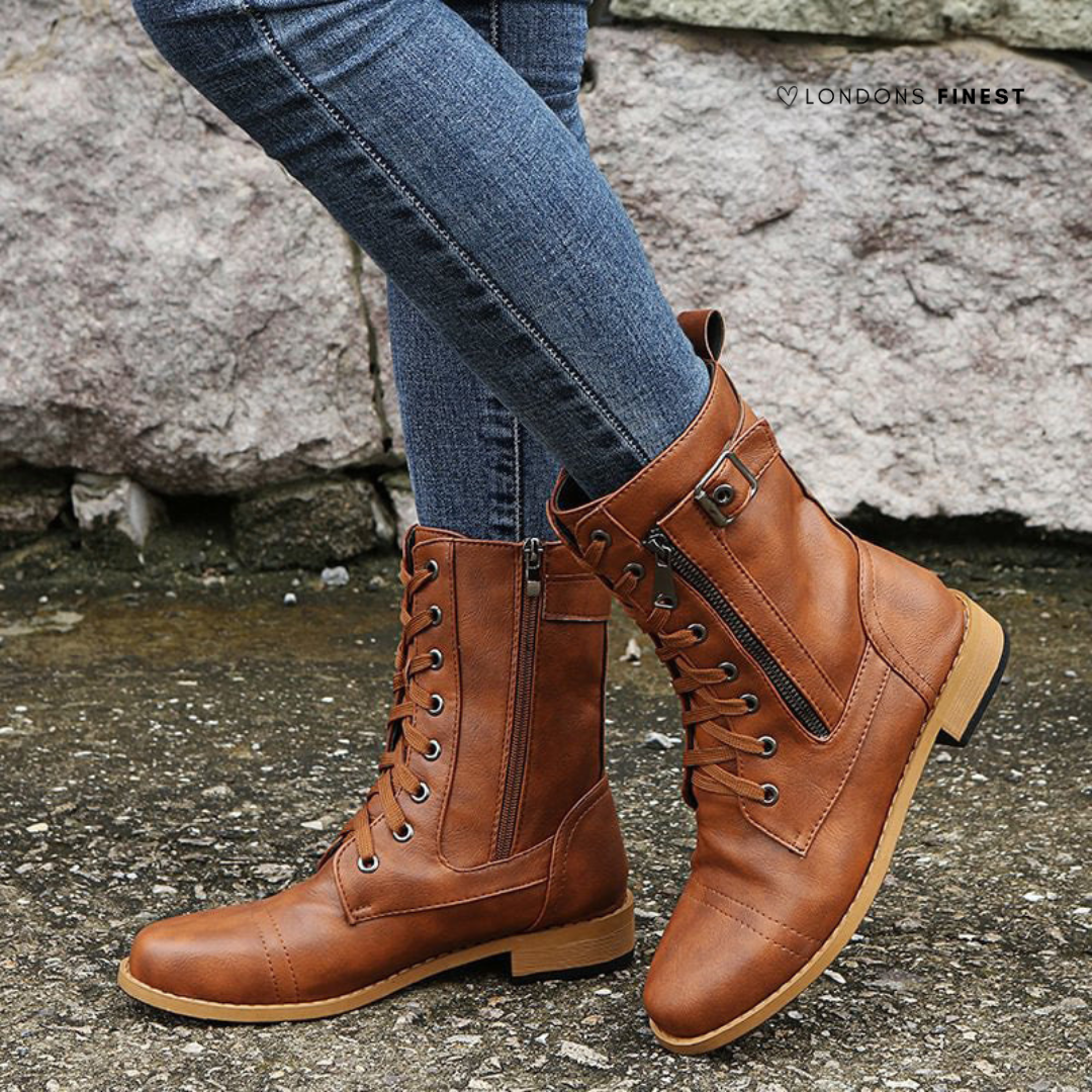 GRETA — Women's Lace-Up Ankle Boots with Side Zip
