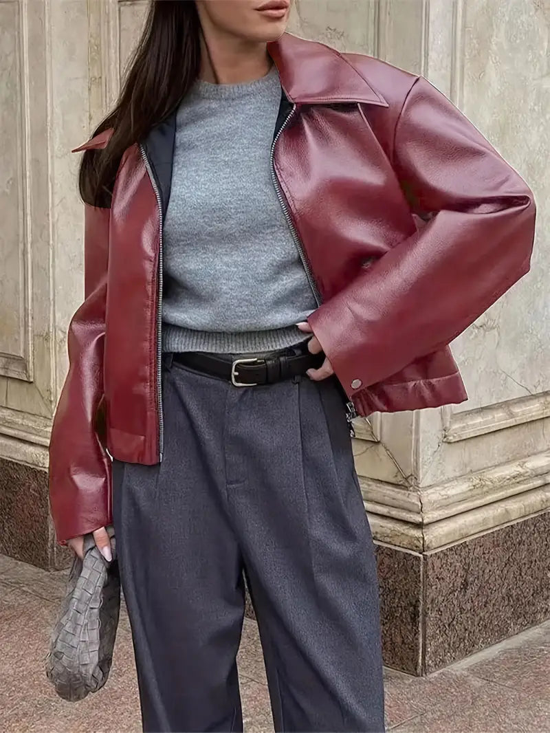 ROMY — Women's Coated Bomber Jacket with Point Collar
