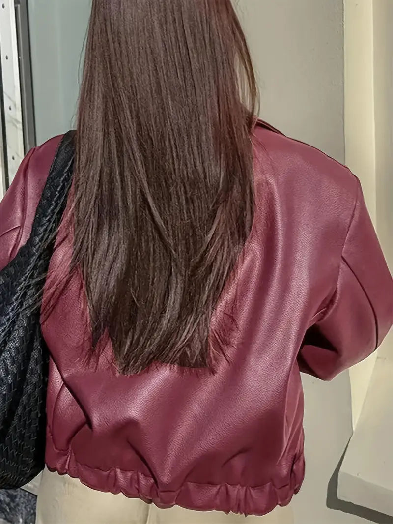 ROMY — Women's Coated Bomber Jacket with Point Collar