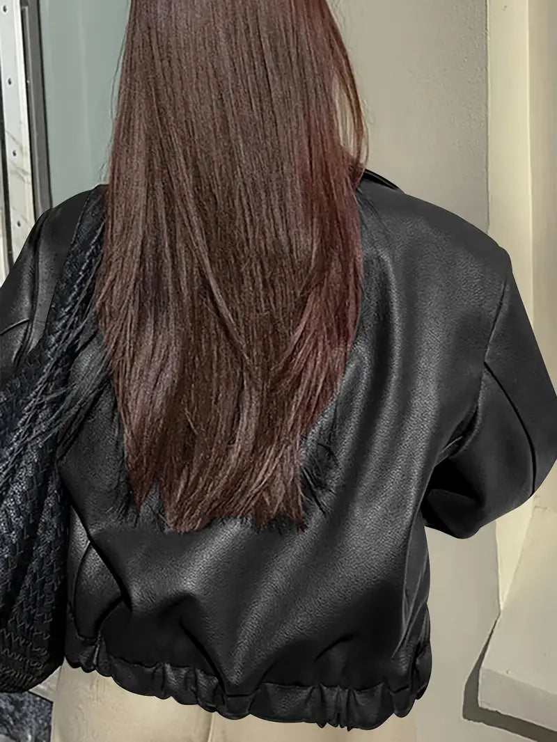ROMY — Women's Coated Bomber Jacket with Point Collar