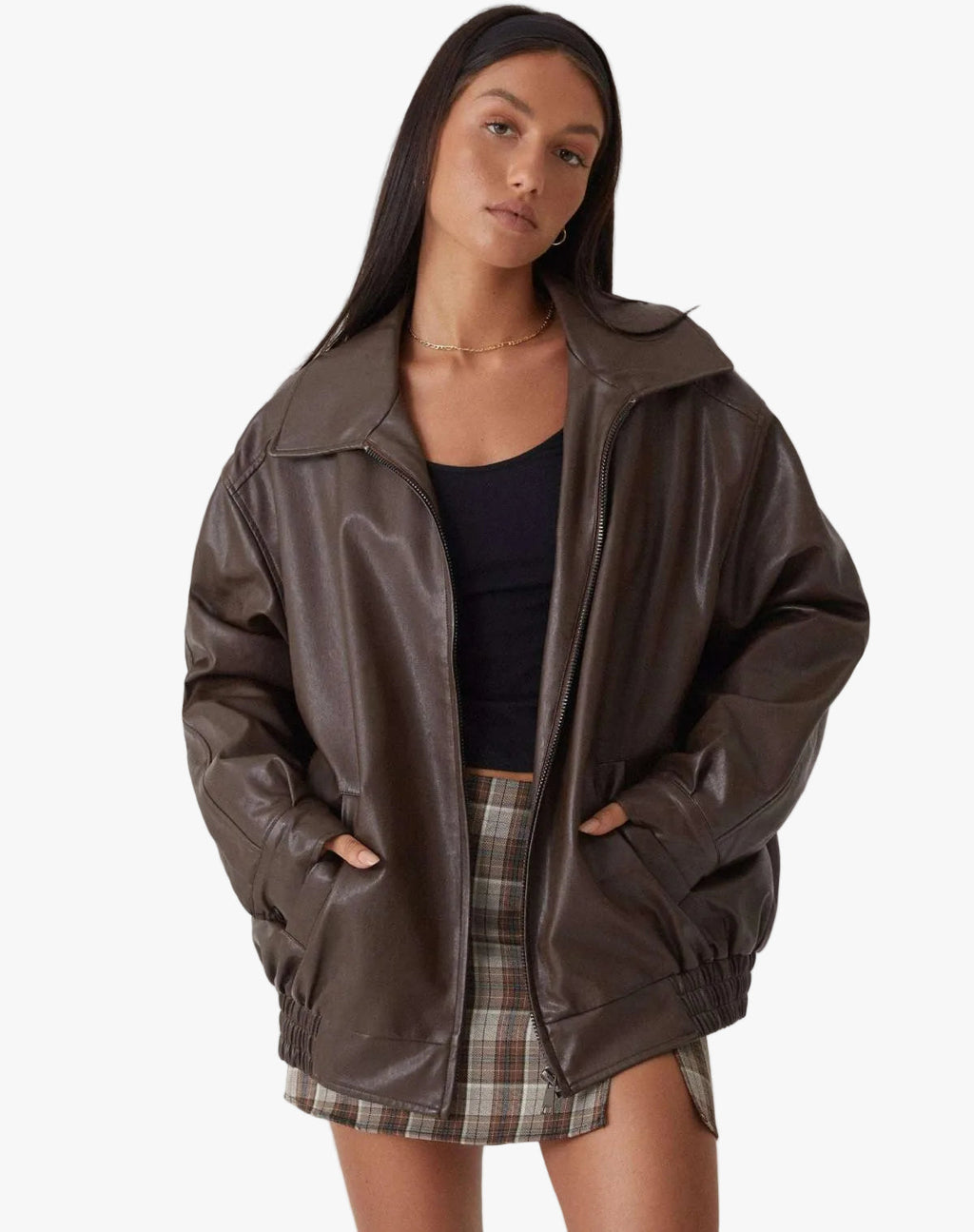 JUNO — Women's Zip-Front Bomber Jacket with Spread Collar