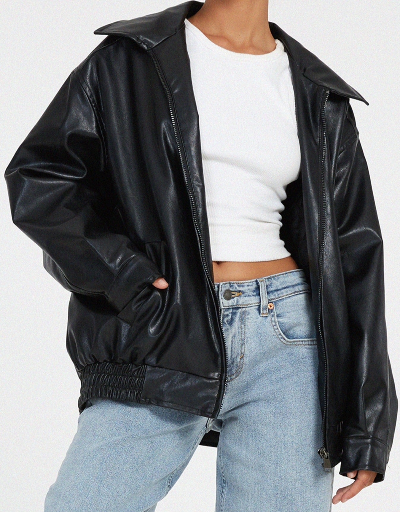 JUNO — Women's Zip-Front Bomber Jacket with Spread Collar