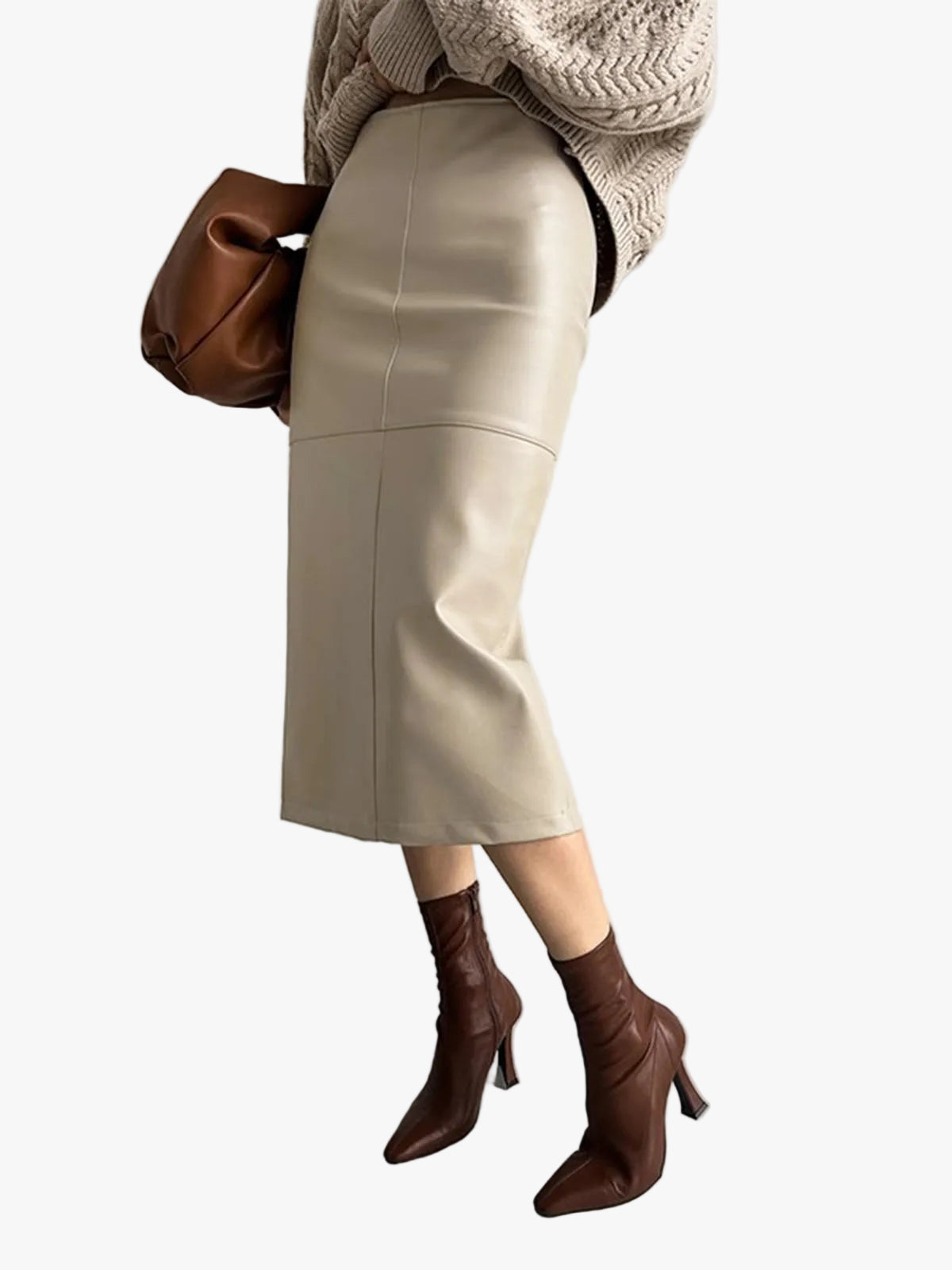 ROSALIE — Women's Panel Seam Midi Skirt with Back Slit