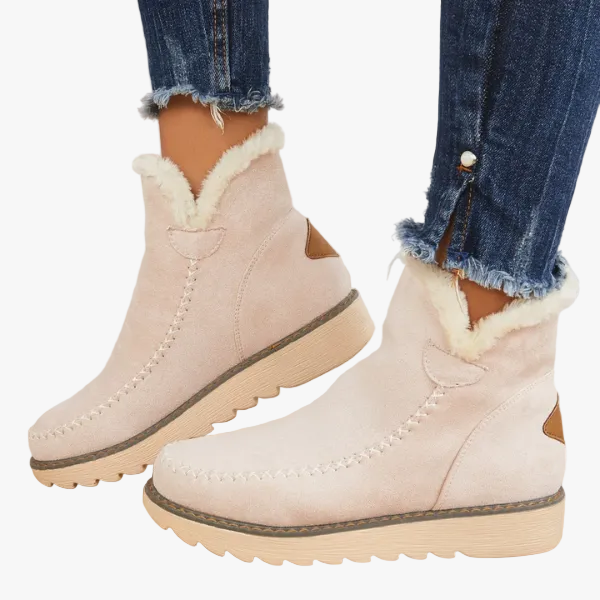 ODETTE — Women's Faux Fur Collar Wedge Ankle Boots