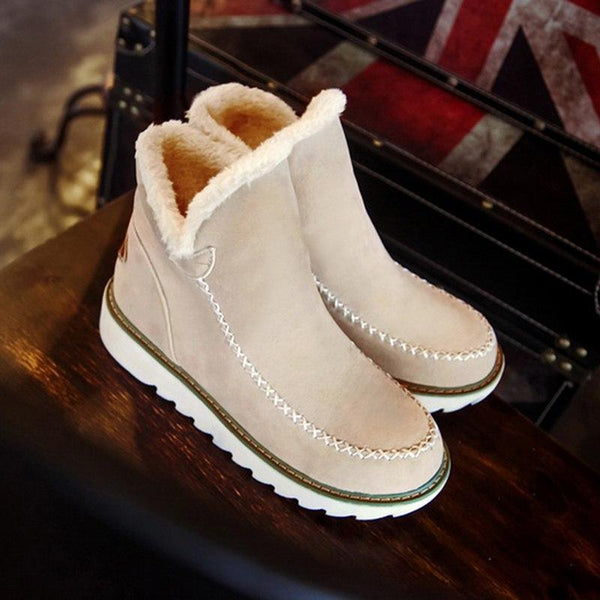 ODETTE — Women's Faux Fur Collar Wedge Ankle Boots