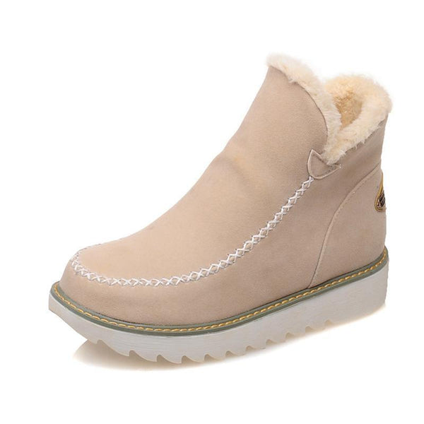 ODETTE — Women's Faux Fur Collar Wedge Ankle Boots